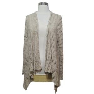 MiracleBody by Miraclesuit Boho Beige Open Front Knit Kimono Size Medium